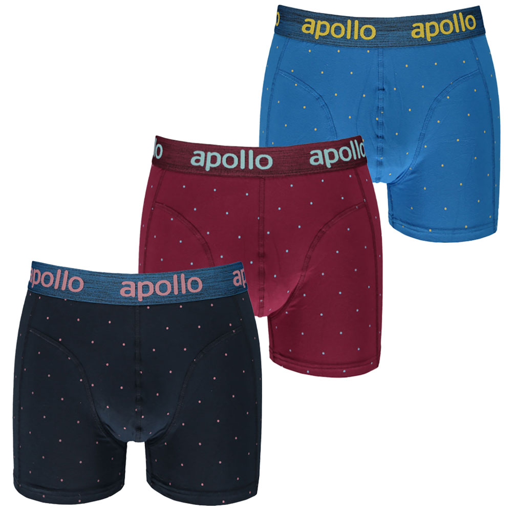 Apollo-Boxershorts-Heren-Blue-Burgundy-Dots-3-pack-L