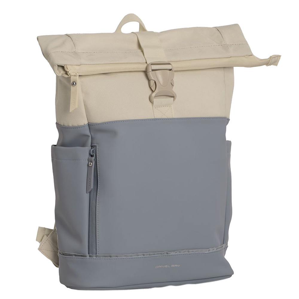 Blauw-Daniel-Ray-Pittsburgh-Rolltop-Rugtas-Coated-156-Zacht-BlauwBeige