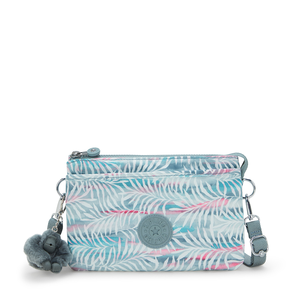 Blauw-Kipling-Riri-Crossbody-Schoudertas-Palmtree-Leaves