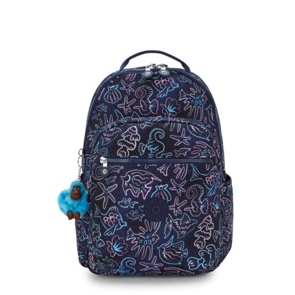 Blauw Kipling Seoul Lap 15" Rugzak Disco Fish