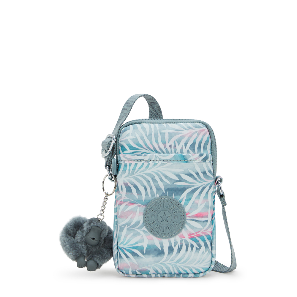 Blauw-Kipling-Tally-Schoudertas-Palmtree-Leaves