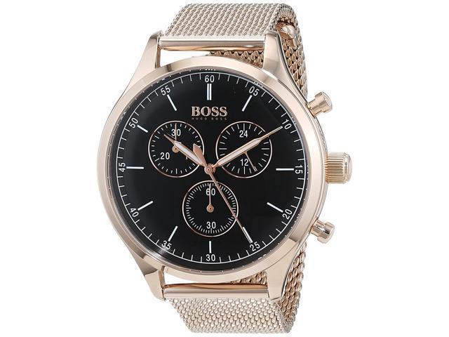 Boss-Hugo-Boss-heren-chronograaf-Companion-Carnation-goudkleurig-roestvrijstalen-armbandhorloge-42-mm
