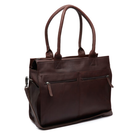Bruin Chesterfield Elody Leren Shopper Luiertas Brown