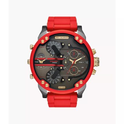 Diesel DZ7430 Heren Mr Daddy 2.0 chronograaf rood roestvrij staal en siliconen horloge