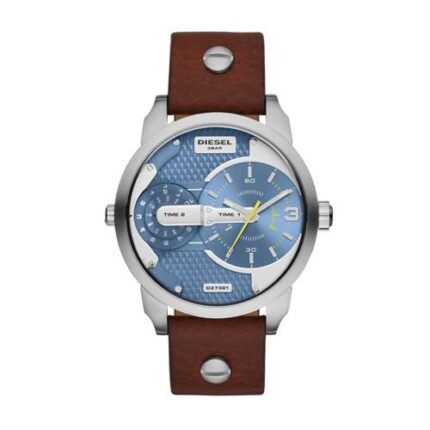 Diesel Heren Mini Daddy DZ7321 bruin lederen quartz horloge