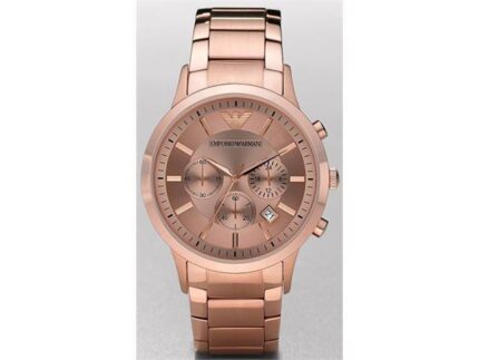 Emporio Armani Classic Heren chronograaf Rosegoudkleurig S. Stalen horloge AR2452