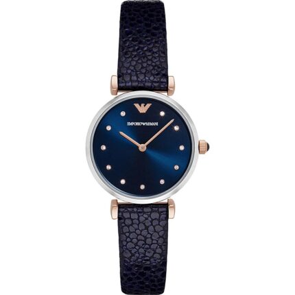 Emporio Armani Dames AR1989 'Dress' Crystal zwart lederen horloge