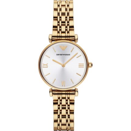 Emporio Armani Dameshorloge klassieke zilveren wijzerplaat goudkleurige AR1877