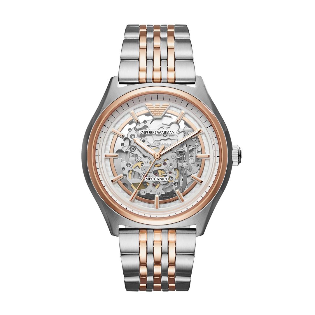 Emporio-Armani-Heren-Mecanicco-automatisch-Rosegoud-bruin-lederen-horloge-AR60005