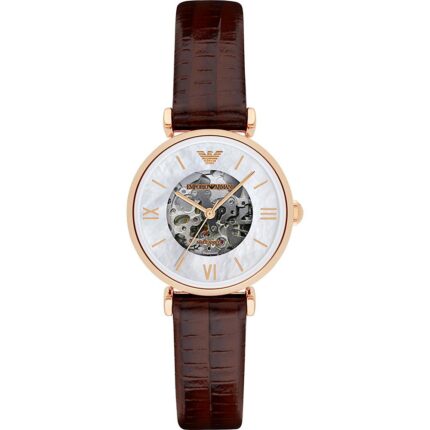 Emporio Armani dames retro mechanisch parelmoer horloge AR1993
