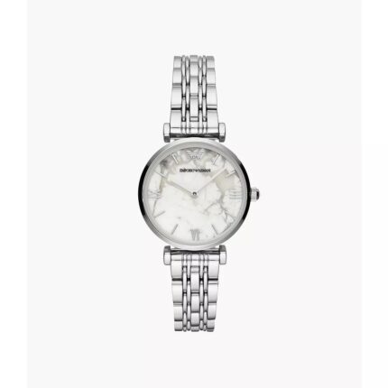 Emporio Armani quartz wit marmeren wijzerplaat dameshorloge AR11170
