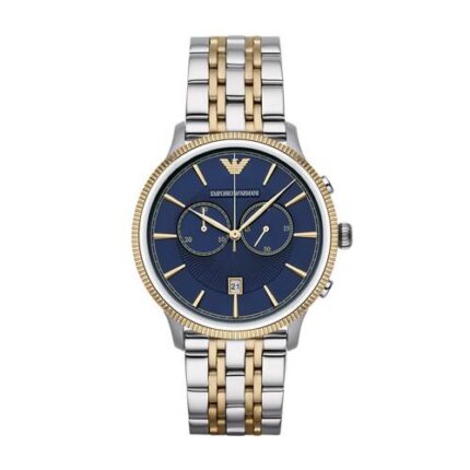 Emporio Emporio Armani AR1847 Alpha Klassiek marineblauw tweekleurig chronograafhorloge met wijzerplaat