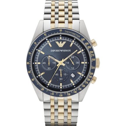 Emporio Emporio Armani heren chronograaf Tazio tweekleurig roestvrijstalen armbandhorloge 46 mm AR6088