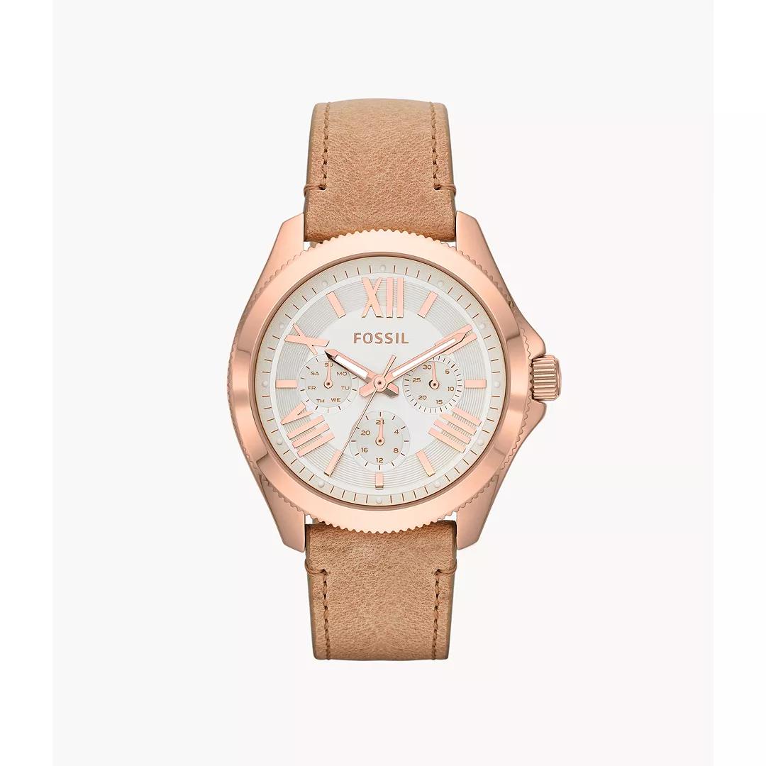 Fossil-Cecile-Dameshorloge-met-bruine-leren-band-40-mm-AM4532