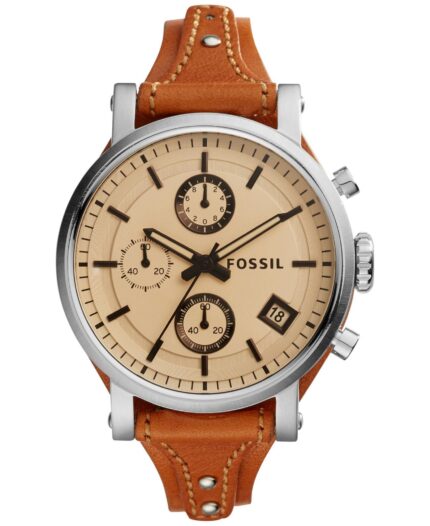 Fossil Dames ES4046 'Original Boyfriend' chronograaf bruin lederen horloge