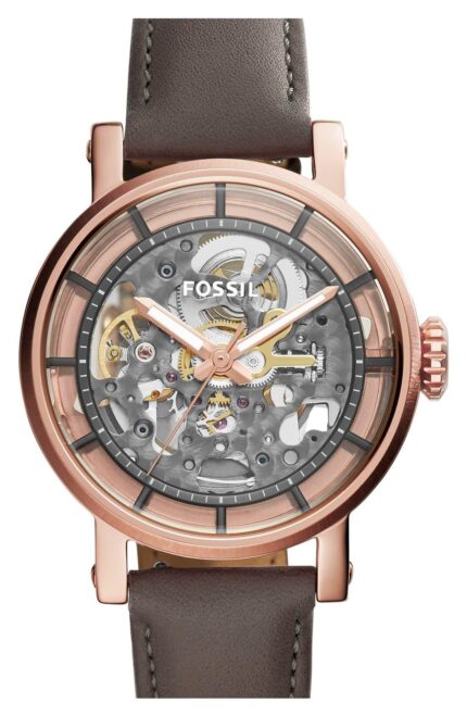 Fossil Dames Original Boyfriend ME3089 grijs lederen automatisch modehorloge