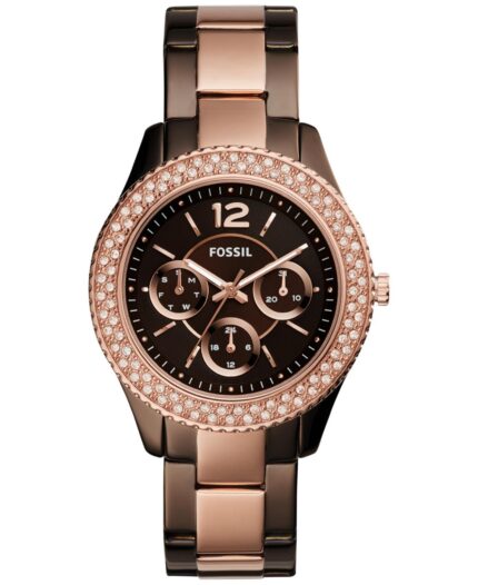 Fossil Dameshorloge ES4079 'Stella' multifunctioneel kristal tweekleurig roestvrij staal