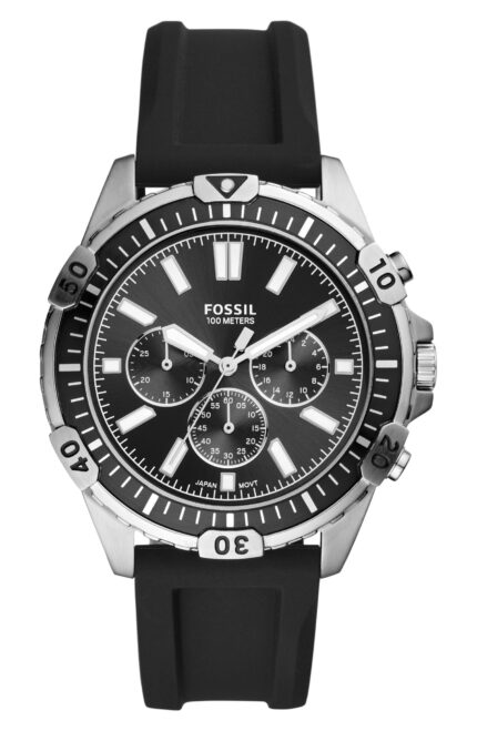 Fossil Garrett chronograaf quartz Herenhorlogemet zwarte wijzerplaat FS5624