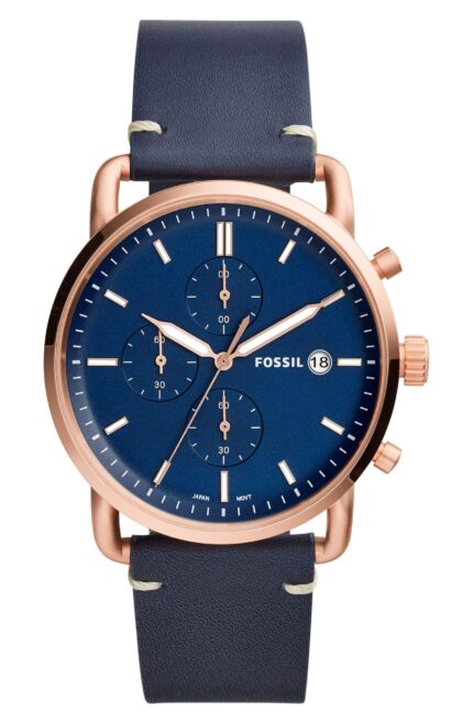 Fossil Heren Commuter chronograaf lederen horloge FS5404