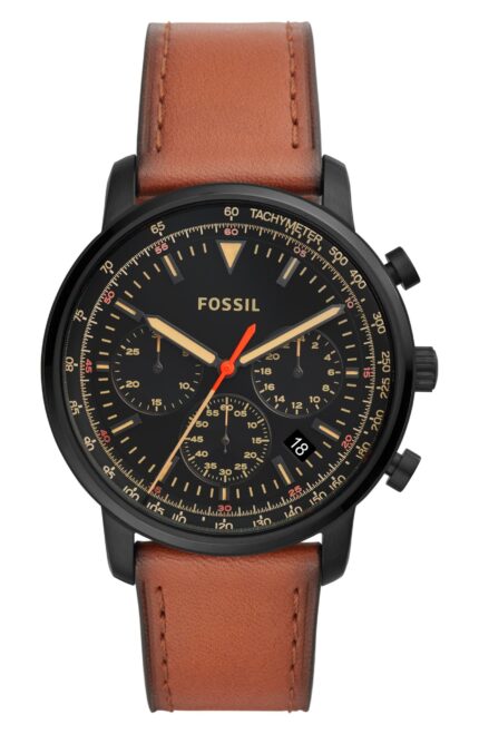 Fossil Heren Goodwin lederen chronograaf horloge FS5501