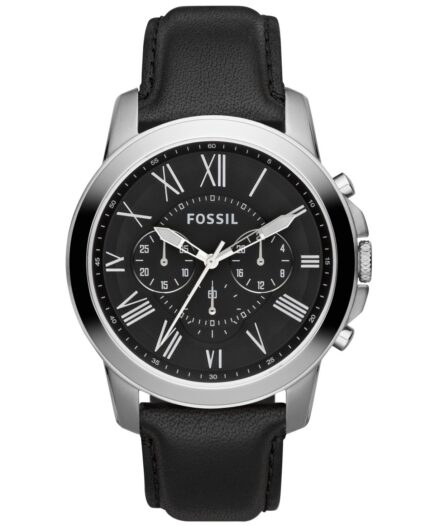 Fossil Heren Grant chronograaf zwart lederen horloge FS4812