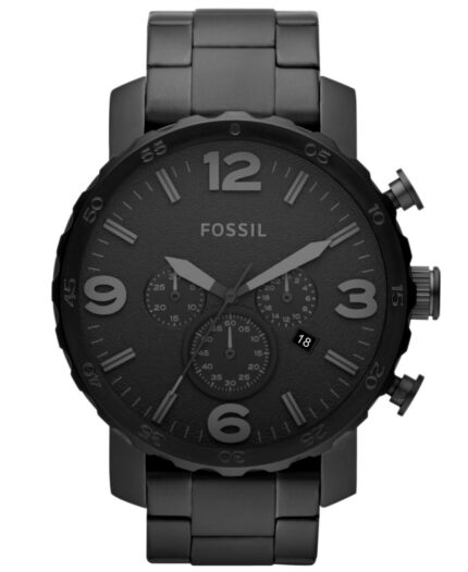 Fossil Heren Nate chronograaf zwart roestvrij stalen horloge JR1401