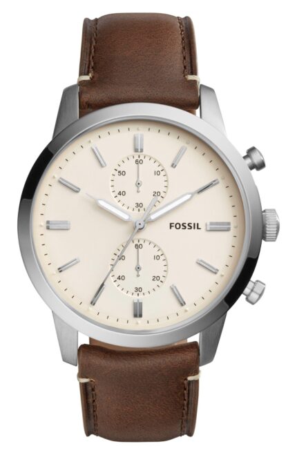Fossil Heren Townsman chronograaf bruin lederen horloge FS5350