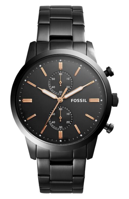 Fossil Heren Townsman chronograaf zwart roestvrij stalen horloge FS5379