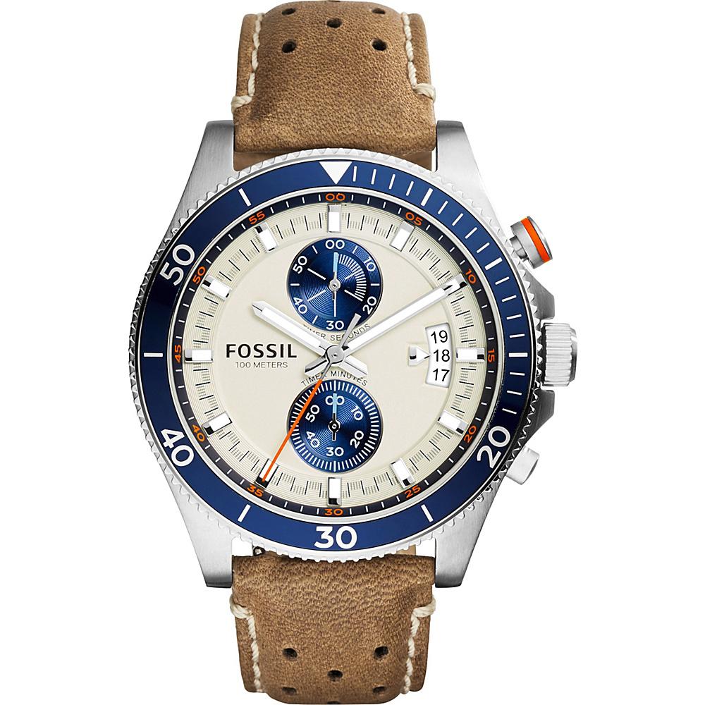 Fossil-Herentella-CH2951-bruin-lederen-quartz-horloge