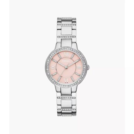Fossil dames Virginia zilverkleurig roestvrij stalen horloge ES3504