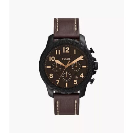 Fossil heren Bowman chronograaf bruin lederen horloge FS5601