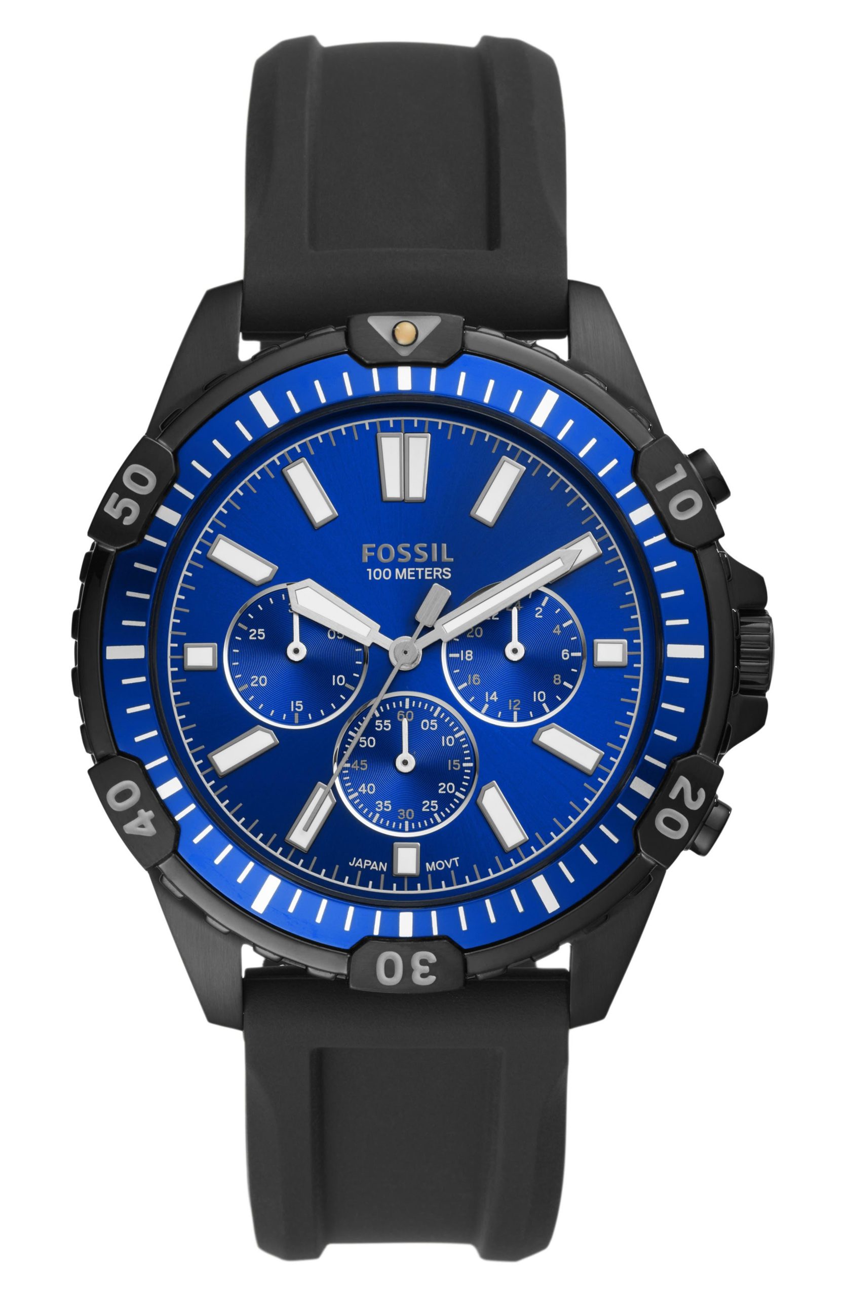 Fossil-heren-Garrett-chronograaf-zwart-siliconen-horloge-FS5695