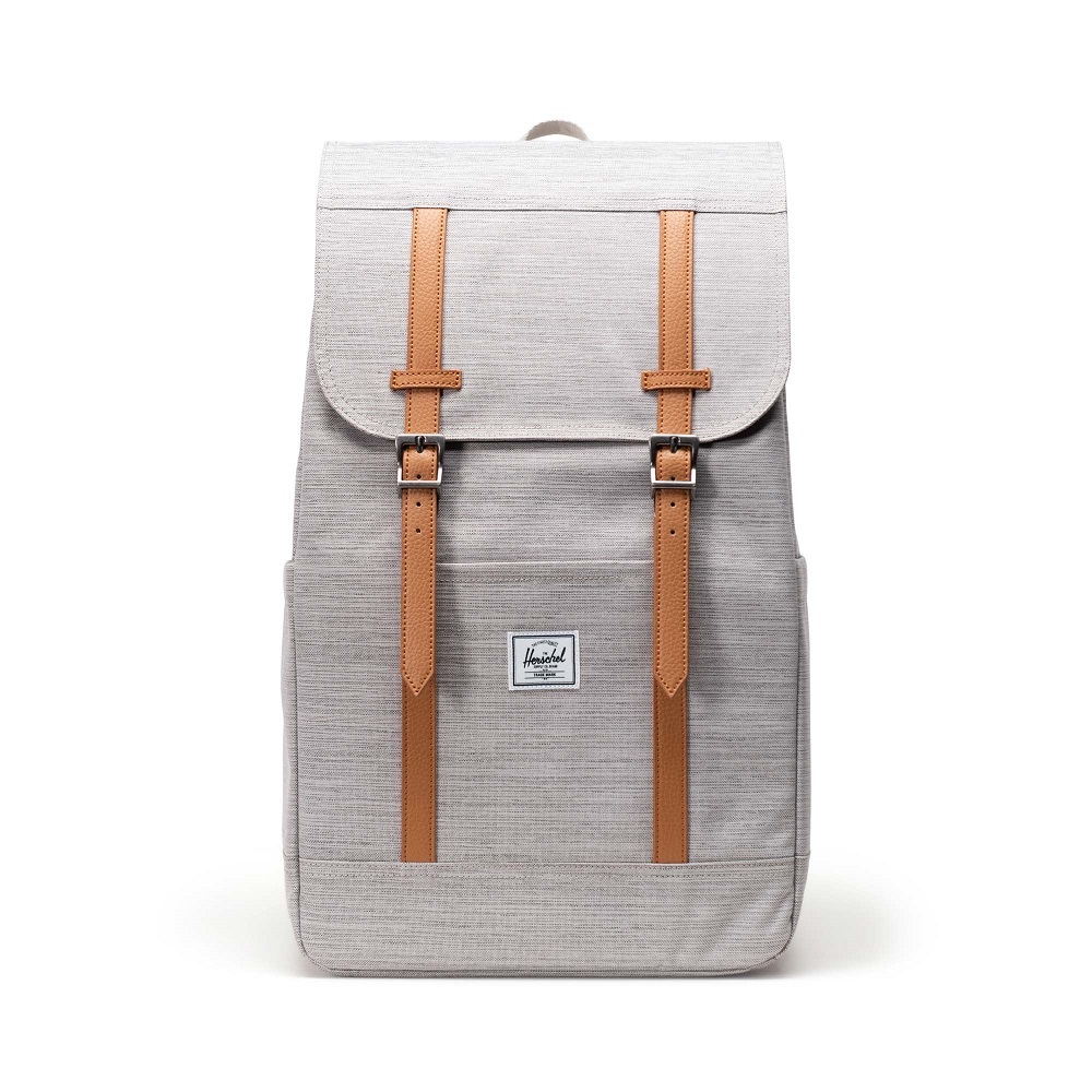 Grijs-Herschel-Retreat-Rugzak-Light-Grey-Crosshatch