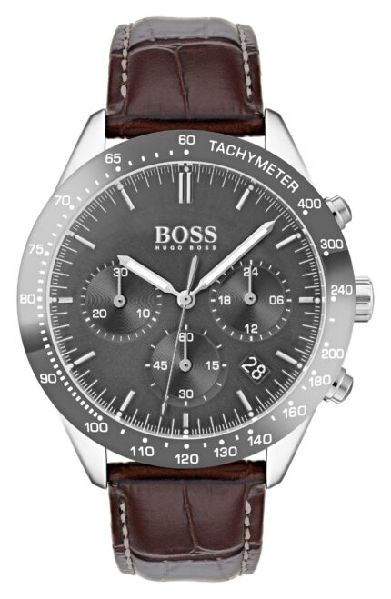 Hugo Boss 1513598 Talent chronograaf horloge met leren band, 42 mm in zwart/bruin