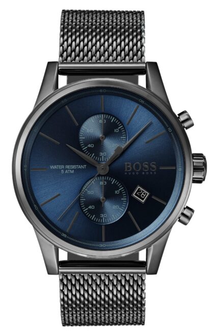 Hugo Boss 1513677 chronograaf gitgrijs roestvrij stalen mesh armbandhorloge 41 mm Herenhorloge