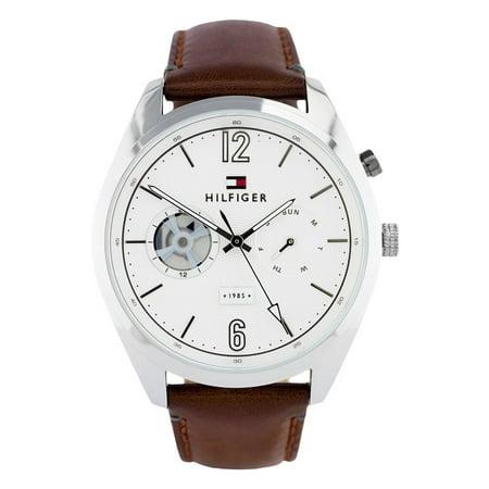 Merk-Tommy-Hilfiger-bruin-lederen-herenhorloge-van-roestvrij-staal-1791550