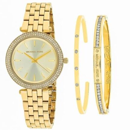 Michael Kors MK3430 Mini Darci Gold Tone 33mm Kristallen Bezel Dames Polshorloge