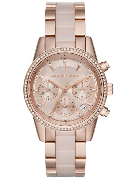 Michael Kors dames Ritz Rosegoudkleurig chronograafhorloge MK6307