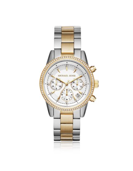 Michael Kors dameshorloge van 37 mm stalen armband en kast met quartz witte wijzerplaat Mk6474