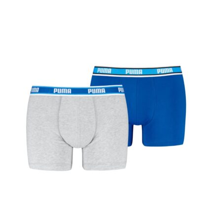 Puma Boxershorts Logo Elastic 2-pack Royal Blue / Grey Melange-XXL