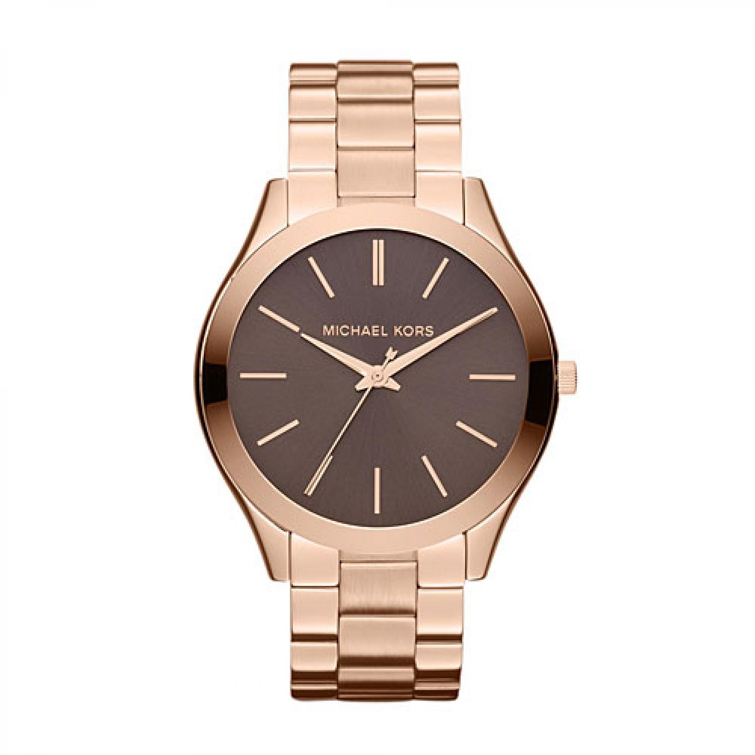 Runway-Slim-Dames-Rose-Goud-Bruine-Wijzerplaat-Quartz-Horloge-MK3181
