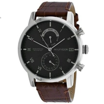Tommy Hilfiger Herenhorlogemet bruine leren band, 44 mm