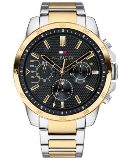 Tommy Hilfiger tweekleurig roestvrijstalen armbandhorloge voor heren, 46 mm