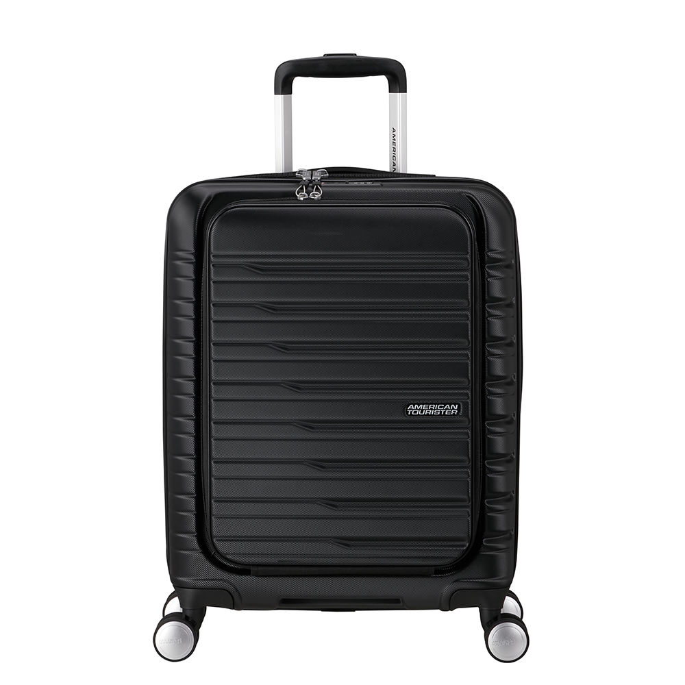 Zwart-American-Tourister-Flashline-Spinner-5520-Frontloader-Shadow-Black