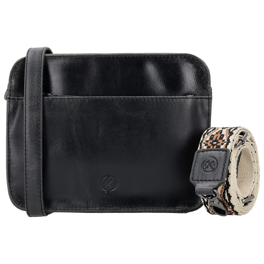 Zwart-Hide-Stitches-Schoudertas-Next-Navajo-Zwart