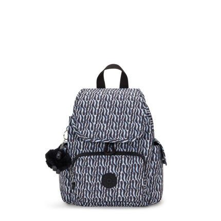 Zwart Kipling City Pack Mini Backpack Holiday Waves