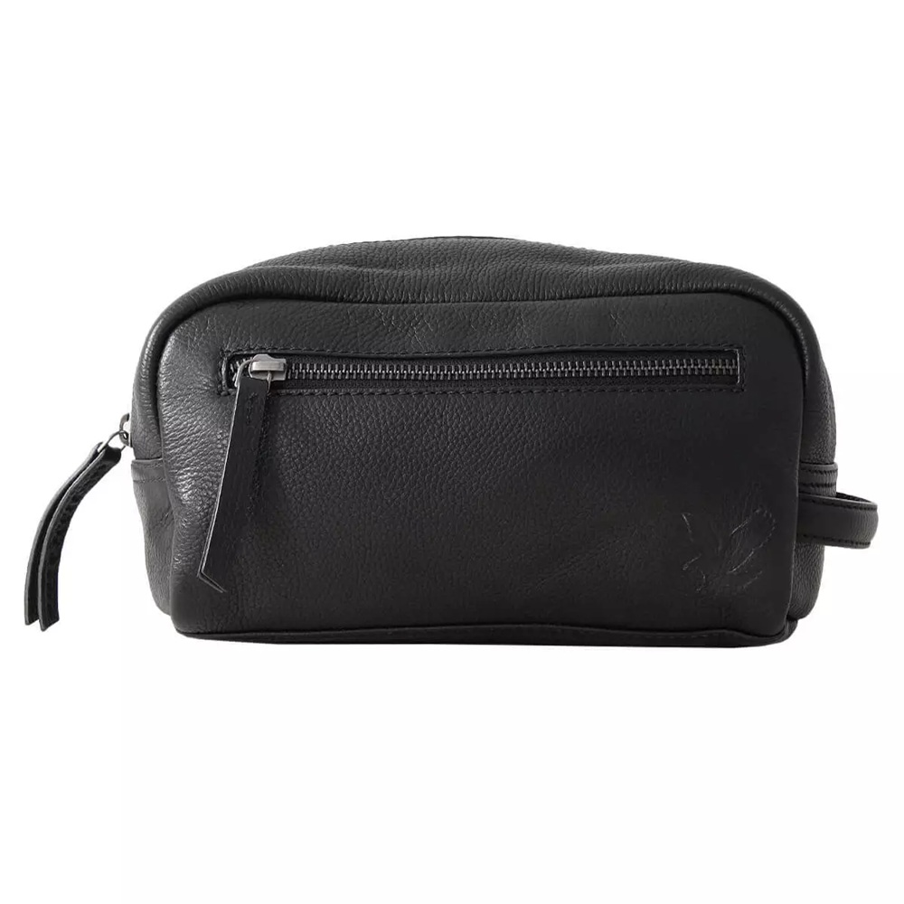 Zwart-Lyle-Scott-Vintage-Leather-Wash-Bag-Jet-Black