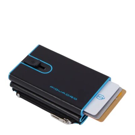 Zwart Piquadro Blue Square Compact Wallet Black