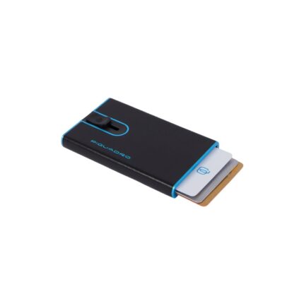 Zwart Piquadro Blue Square Creditcard Case With Sliding System Black