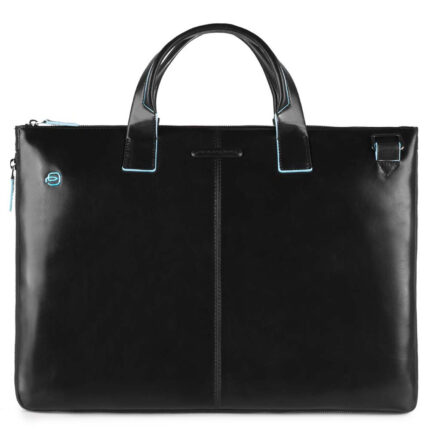Zwart Piquadro Blue Square Expandable Slim Computer Bag 15.6" Black